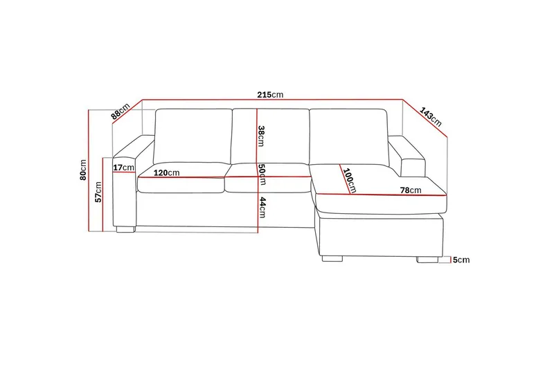 Crazy 3-sits Vändbar L-formad Divansoffa i Konstläder - Svart - Möbler - Soffa - Divansoffor & schäslongsoffa - 3 sits soffa med divan