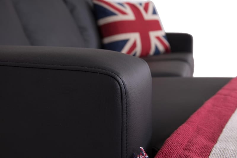 Crazy 3-sits Vändbar L-formad Divansoffa i Konstläder - Svart - Möbler - Soffa - Divansoffor & schäslongsoffa - 3 sits soffa med divan