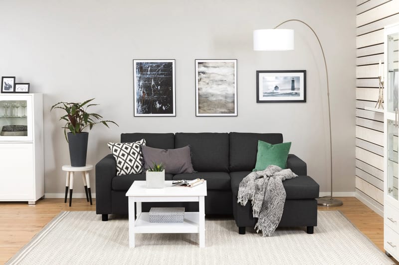 Crazy 3-sits Vändbar L-formad Divansoffa i Tyg - Antracit - Möbler - Soffa - Divansoffor & schäslongsoffa - 3 sits soffa med divan