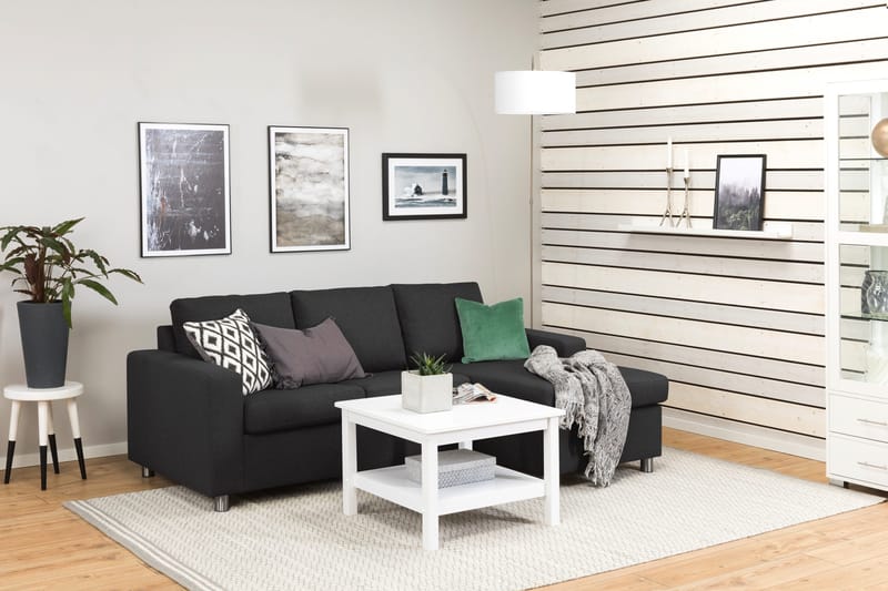 Crazy 3-sits Vändbar L-formad Divansoffa i Tyg - Antracit - Möbler - Soffa - Divansoffor & schäslongsoffa - 3 sits soffa med divan