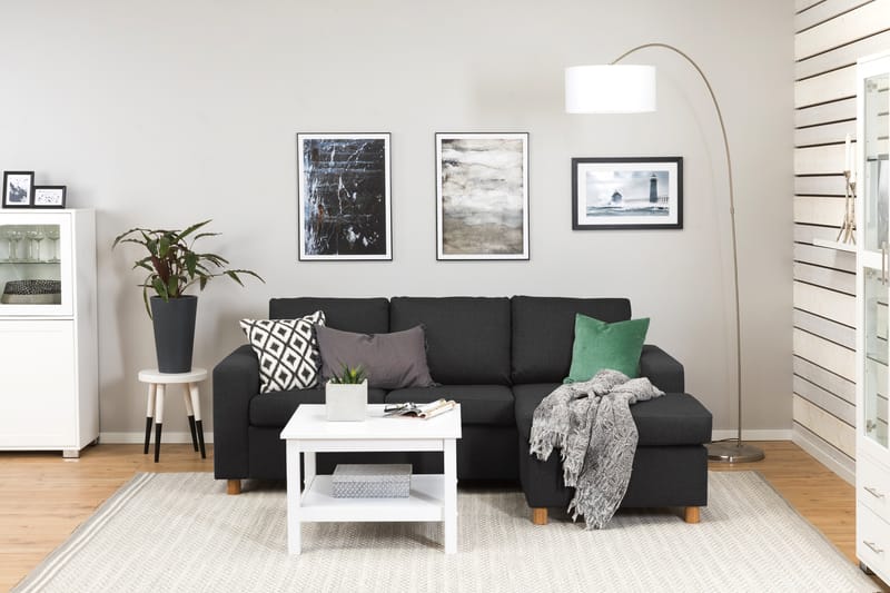 Crazy 3-sits Vändbar L-formad Divansoffa i Tyg - Antracit - Möbler - Soffa - Divansoffor & schäslongsoffa