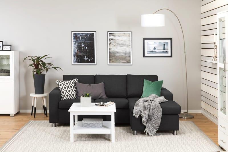 Crazy 3-sits Vändbar L-formad Divansoffa i Tyg - Antracit - Möbler - Soffa - Divansoffor & schäslongsoffa - 3 sits soffa med divan