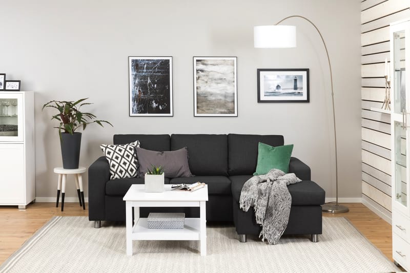 Crazy 3-sits Vändbar L-formad Divansoffa i Tyg - Antracit - Möbler - Soffa - Divansoffor & schäslongsoffa