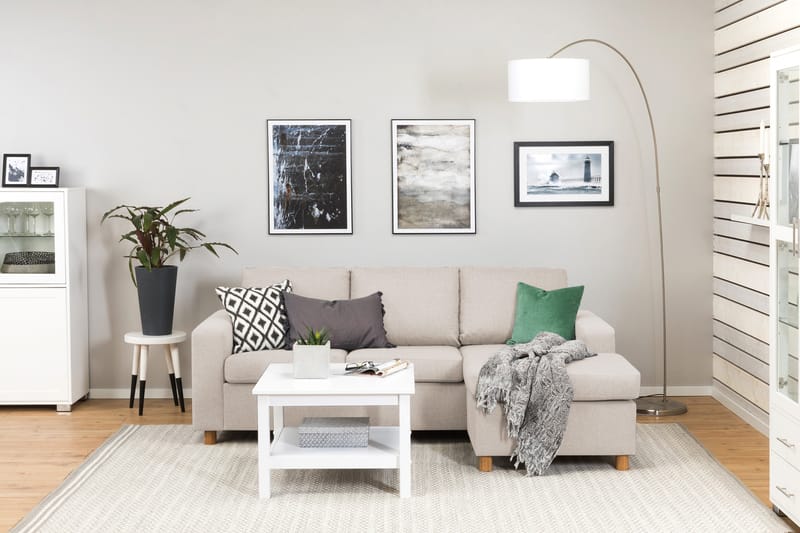 Crazy 3-sits Vändbar L-formad Divansoffa i Tyg - Beige - Möbler - Soffa - Divansoffor & schäslongsoffa