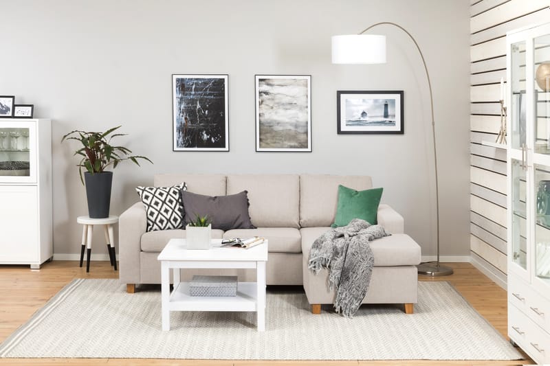 Crazy 3-sits Vändbar L-formad Divansoffa i Tyg - Beige - Möbler - Soffa - Divansoffor & schäslongsoffa