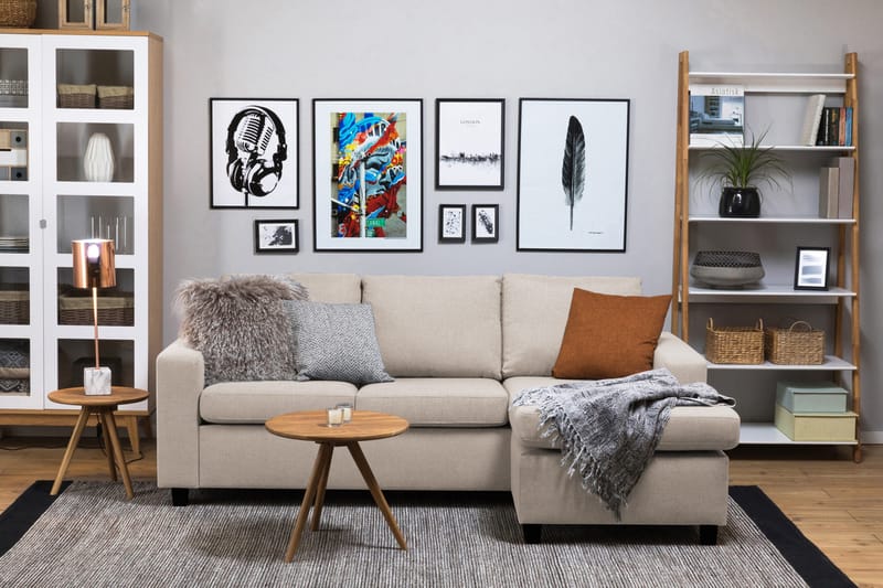 Crazy 3-sits Vändbar L-formad Divansoffa i Tyg - Beige - Möbler - Soffa - Divansoffor & schäslongsoffa - 3 sits soffa med divan