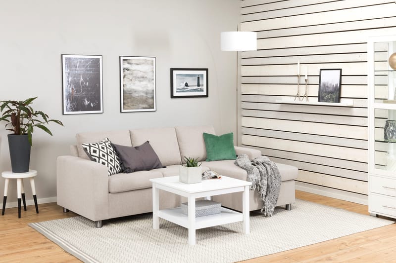 Crazy 3-sits Vändbar L-formad Divansoffa i Tyg - Beige - Möbler - Soffa - Divansoffor & schäslongsoffa - 3 sits soffa med divan