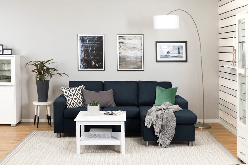 Crazy 3-sits Vändbar L-formad Divansoffa i Tyg - Blå - Möbler - Soffa - Divansoffor & schäslongsoffa