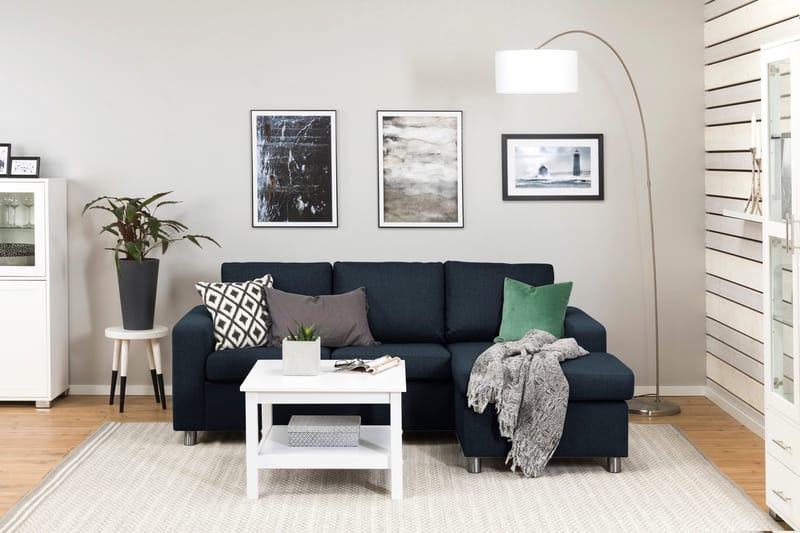 Crazy 3-sits Vändbar L-formad Divansoffa i Tyg - Blå - Möbler - Soffa - Divansoffor & schäslongsoffa - 3 sits soffa med divan