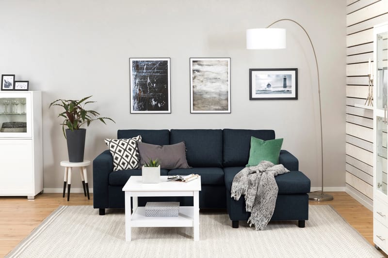 Crazy 3-sits Vändbar L-formad Divansoffa i Tyg - Blå - Möbler - Soffa - Divansoffor & schäslongsoffa