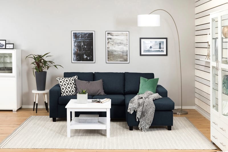 Crazy 3-sits Vändbar L-formad Divansoffa i Tyg - Blå - Möbler - Soffa - Divansoffor & schäslongsoffa