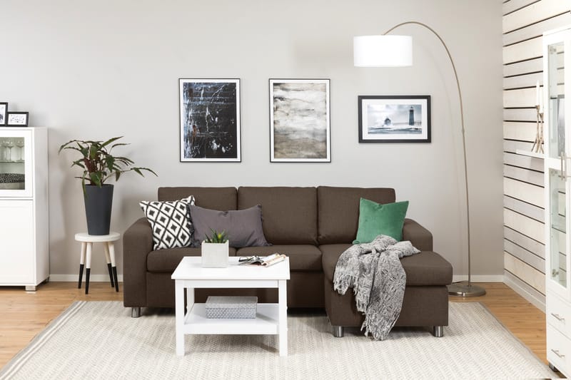 Crazy 3-sits Vändbar L-formad Divansoffa i Tyg - Brun - Möbler - Soffa - Divansoffor & schäslongsoffa