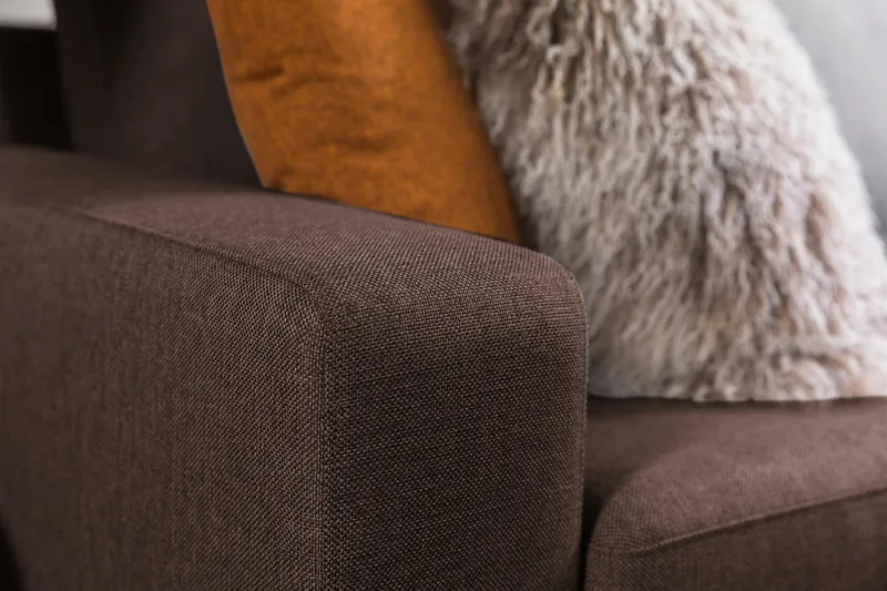 Crazy 3-sits Vändbar L-formad Divansoffa i Tyg - Brun - Möbler - Soffa - Divansoffor & schäslongsoffa - 3 sits soffa med divan