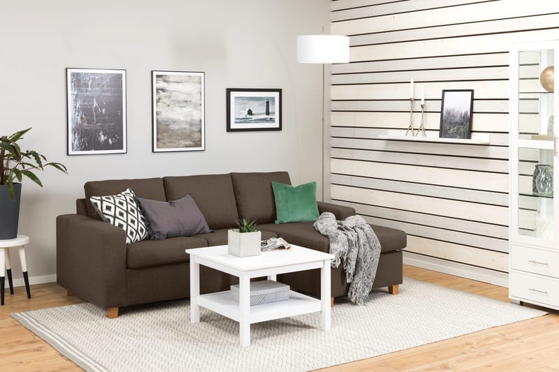 Crazy 3-sits Vändbar L-formad Divansoffa i Tyg - Brun - Möbler - Soffa - Divansoffor & schäslongsoffa - 3 sits soffa med divan