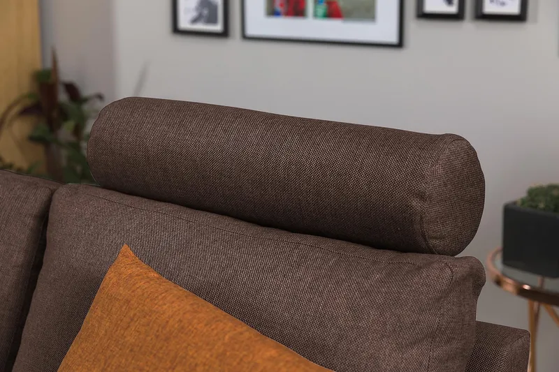 Crazy 3-sits Vändbar L-formad Divansoffa i Tyg - Brun - Möbler - Soffa - Divansoffor & schäslongsoffa - 3 sits soffa med divan