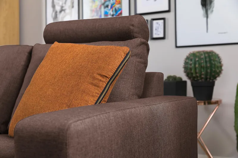 Crazy 3-sits Vändbar L-formad Divansoffa i Tyg - Brun - Möbler - Soffa - Divansoffor & schäslongsoffa - 3 sits soffa med divan