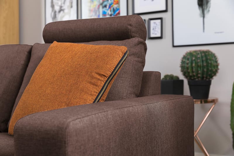 Crazy 3-sits Vändbar L-formad Divansoffa i Tyg - Brun - Möbler - Soffa - Divansoffor & schäslongsoffa - 3 sits soffa med divan
