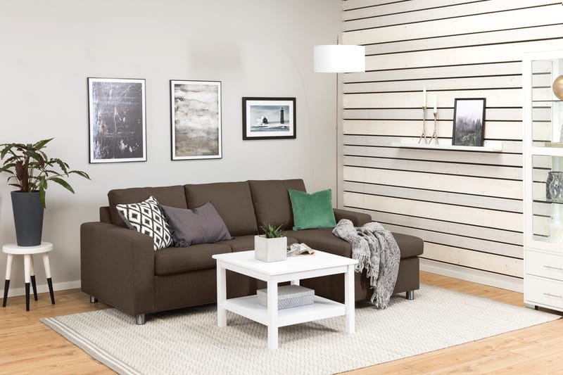 Crazy 3-sits Vändbar L-formad Divansoffa i Tyg - Brun - Möbler - Soffa - Divansoffor & schäslongsoffa - 3 sits soffa med divan