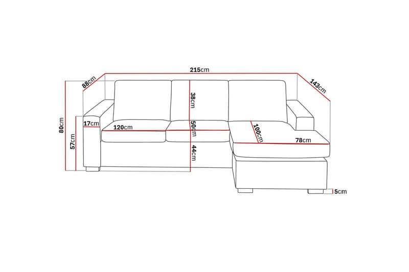Crazy 3-sits Vändbar L-formad Divansoffa i Tyg - Brun - Möbler - Soffa - Divansoffor & schäslongsoffa - 3 sits soffa med divan