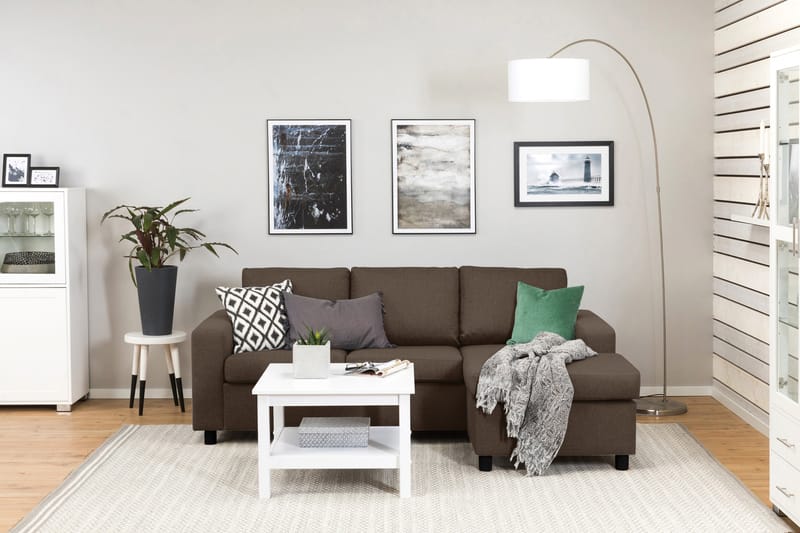 Crazy 3-sits Vändbar L-formad Divansoffa i Tyg - Brun - Möbler - Soffa - Divansoffor & schäslongsoffa