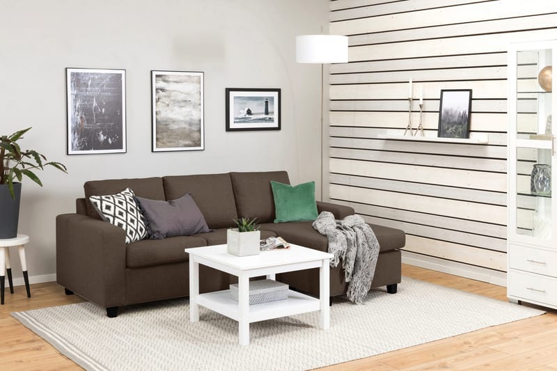 Crazy 3-sits Vändbar L-formad Divansoffa i Tyg - Brun - Möbler - Soffa - Divansoffor & schäslongsoffa - 3 sits soffa med divan