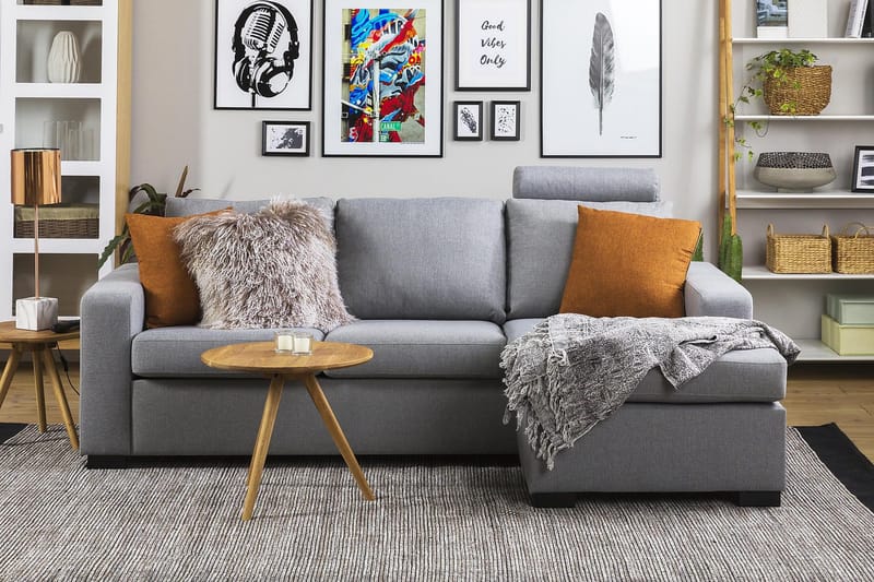 Crazy 3-sits Vändbar L-formad Divansoffa i Tyg - Grå - Möbler - Soffa - Divansoffor & schäslongsoffa - 3 sits soffa med divan