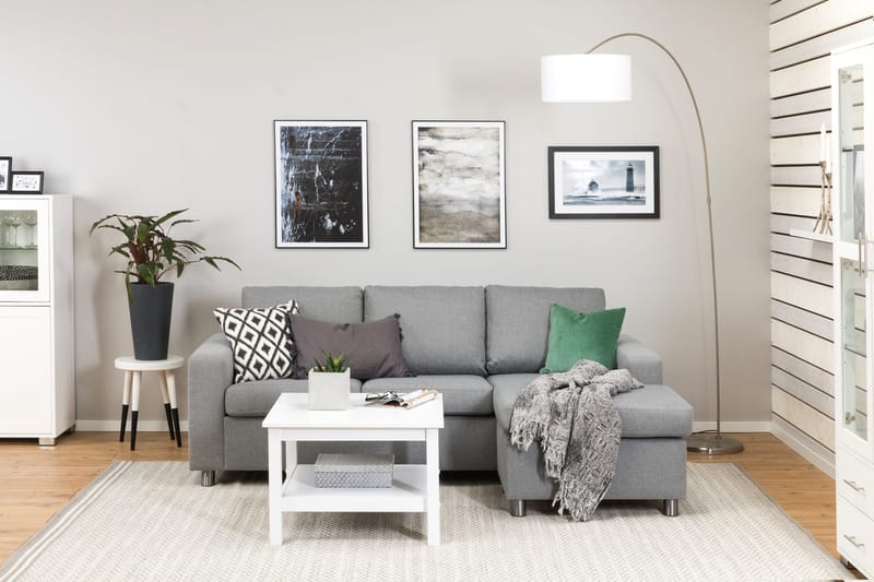 Crazy 3-sits Vändbar L-formad Divansoffa i Tyg - Grå - Möbler - Soffa - Divansoffor & schäslongsoffa - 3 sits soffa med divan