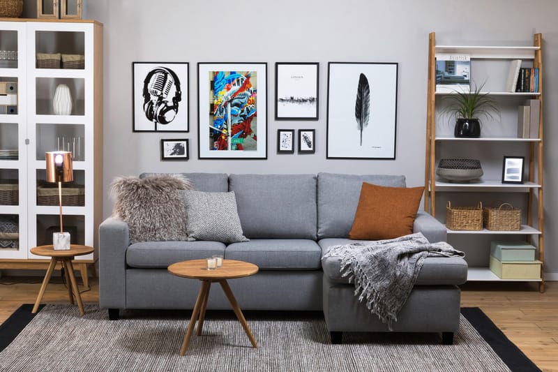 Crazy 3-sits Vändbar L-formad Divansoffa i Tyg - Grå - Möbler - Soffa - Divansoffor & schäslongsoffa - 3 sits soffa med divan