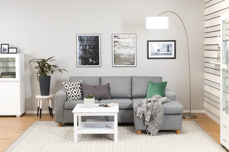 Crazy 3-sits Vändbar L-formad Divansoffa i Tyg - Grå - Möbler - Soffa - Divansoffor & schäslongsoffa - 3 sits soffa med divan