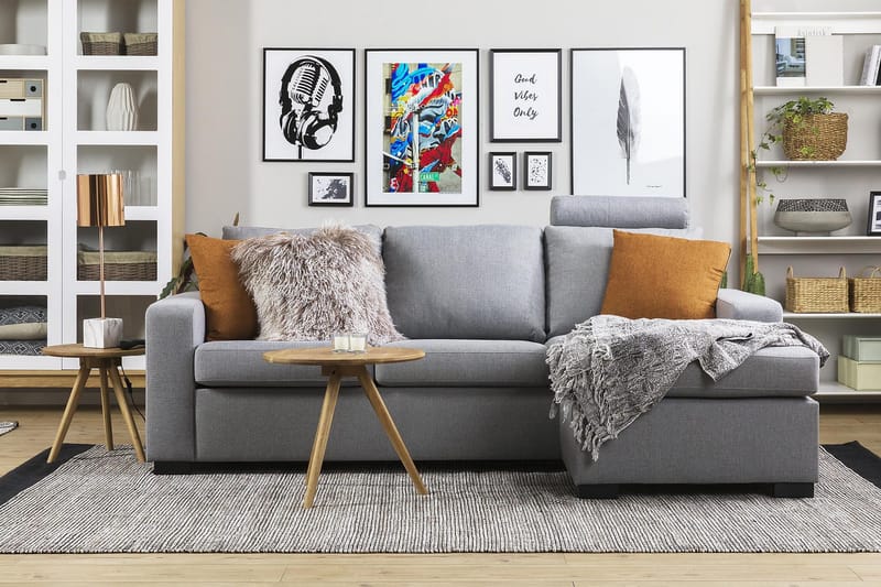 Crazy 3-sits Vändbar L-formad Divansoffa i Tyg - Grå - Möbler - Soffa - Divansoffor & schäslongsoffa - 3 sits soffa med divan