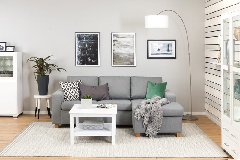 Crazy 3-sits Vändbar L-formad Divansoffa i Tyg - Grå - Möbler - Soffa - Divansoffor & schäslongsoffa