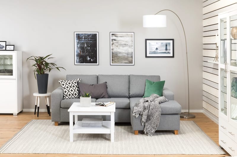 Crazy 3-sits Vändbar L-formad Divansoffa i Tyg - Grå - Möbler - Soffa - Divansoffor & schäslongsoffa - 3 sits soffa med divan