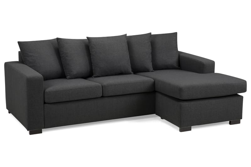 Crazy 3-sits Vändbar L-formad Divansoffa i Tyg inkl Kuvertkuddar - Mörkgrå - Möbler - Soffa - Divansoffor & schäslongsoffa