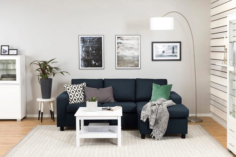 Crazy 3-sits Vändbar L-formad Divansoffa i Tyg - Mörkblå - Möbler - Soffa - Divansoffor & schäslongsoffa
