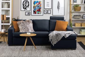 Crazy 3-sits Vändbar L-formad Divansoffa i Tyg - Mörkblå - Möbler - Soffa - Divansoffor & schäslongsoffa