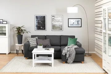 Crazy 3-sits Vändbar L-formad Divansoffa i Tyg - Mörkgrå - Möbler - Soffa - Divansoffor & schäslongsoffa