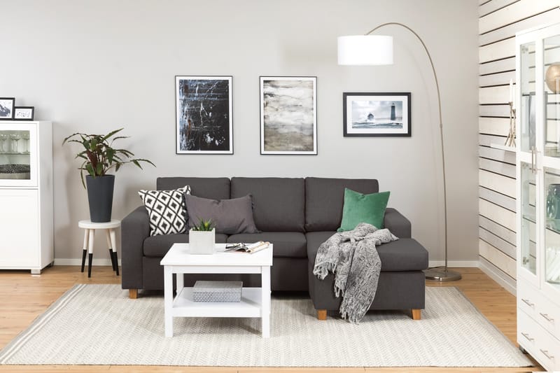 Crazy 3-sits Vändbar L-formad Divansoffa i Tyg - Mörkgrå - Möbler - Soffa - Divansoffor & schäslongsoffa