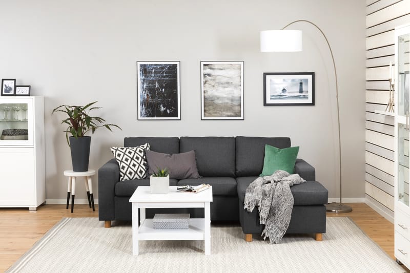 Crazy 3-sits Vändbar L-formad Divansoffa i Tyg - Mörkgrå - Möbler - Soffa - Divansoffor & schäslongsoffa