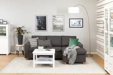Crazy 3-sits Vändbar L-formad Divansoffa i Tyg - Mörkgrå - Möbler - Soffa - Divansoffor & schäslongsoffa