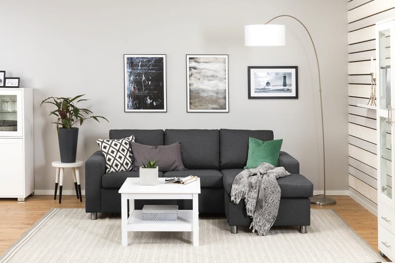 Crazy 3-sits Vändbar L-formad Divansoffa i Tyg - Mörkgrå - Möbler - Soffa - Divansoffor & schäslongsoffa