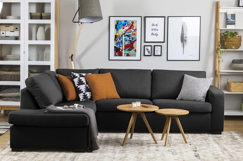 Crazy 3-sits Vänstervänd L-formad Schäslongsoffa i Tyg - Antracit - Möbler - Soffa - Divansoffor & schäslongsoffa
