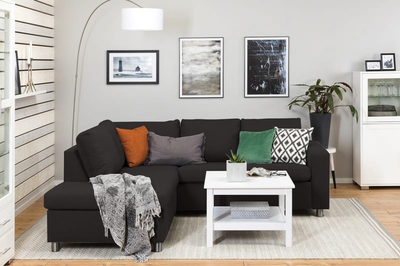 Crazy 3-sits Vänstervänd L-formad Schäslongsoffa i Tyg - Antracit - Möbler - Soffa - Divansoffor & schäslongsoffa