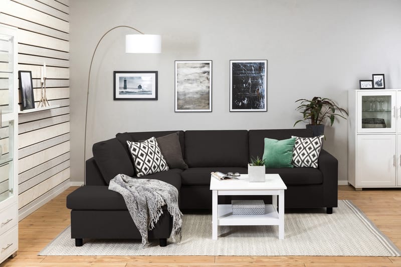 Crazy 3-sits Vänstervänd L-formad Schäslongsoffa i Tyg - Antracit - Möbler - Soffa - Divansoffor & schäslongsoffa