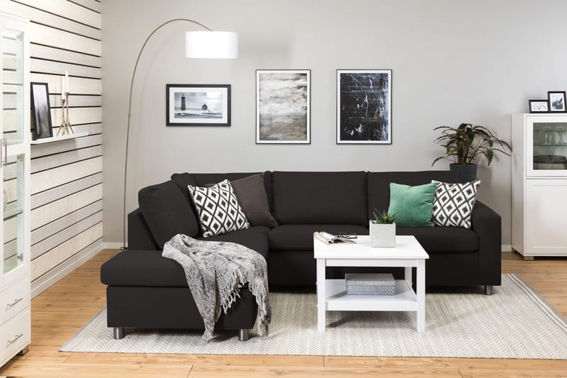 Crazy 3-sits Vänstervänd L-formad Schäslongsoffa i Tyg - Antracit - Möbler - Soffa - Divansoffor & schäslongsoffa - 3 sits soffa med divan