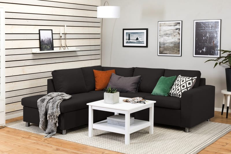 Crazy 3-sits Vänstervänd L-formad Schäslongsoffa i Tyg - Antracit - Möbler - Soffa - Divansoffor & schäslongsoffa - 2 sits soffa med divan