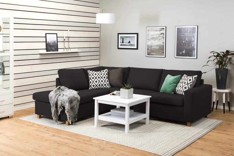 Crazy 3-sits Vänstervänd L-formad Schäslongsoffa i Tyg - Antracit - Möbler - Soffa - Divansoffor & schäslongsoffa - 3 sits soffa med divan