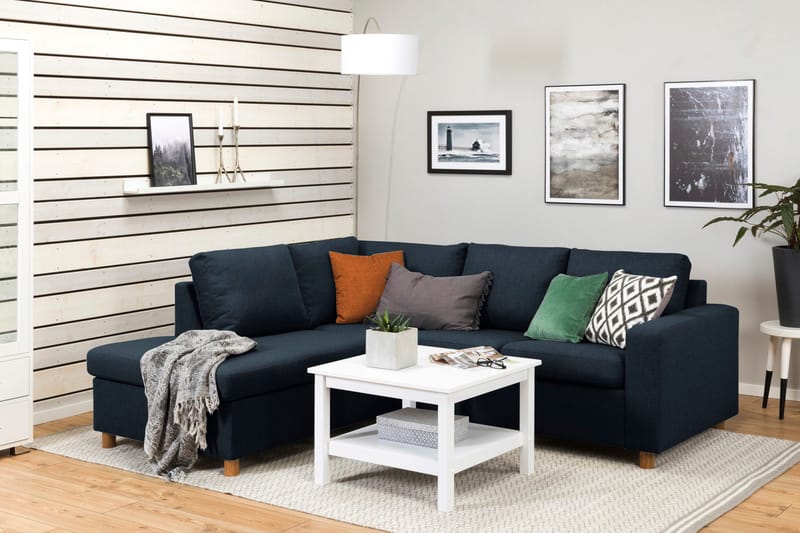 Crazy 3-sits Vänstervänd L-formad Schäslongsoffa i Tyg - Blå - Möbler - Soffa - Divansoffor & schäslongsoffa - 2 sits soffa med divan