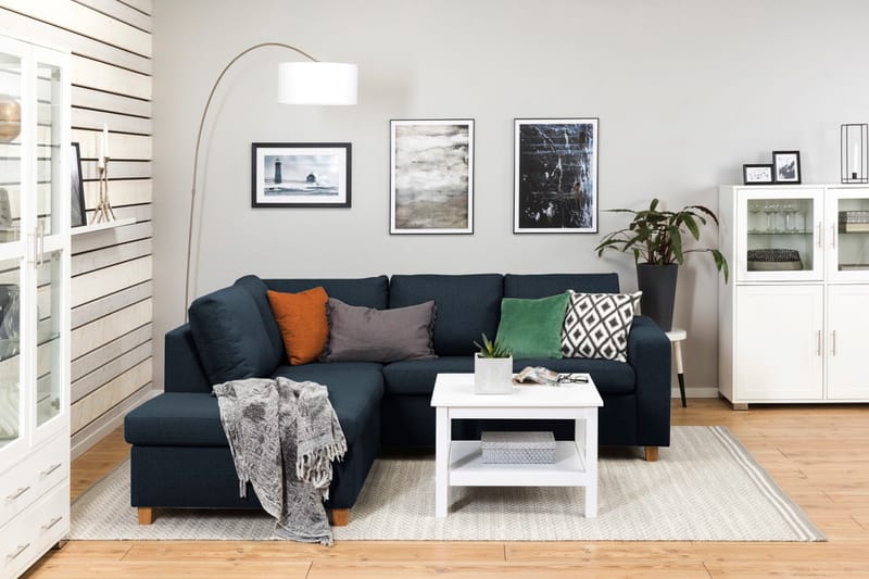 Crazy 3-sits Vänstervänd L-formad Schäslongsoffa i Tyg - Blå - Möbler - Soffa - Divansoffor & schäslongsoffa - 2 sits soffa med divan