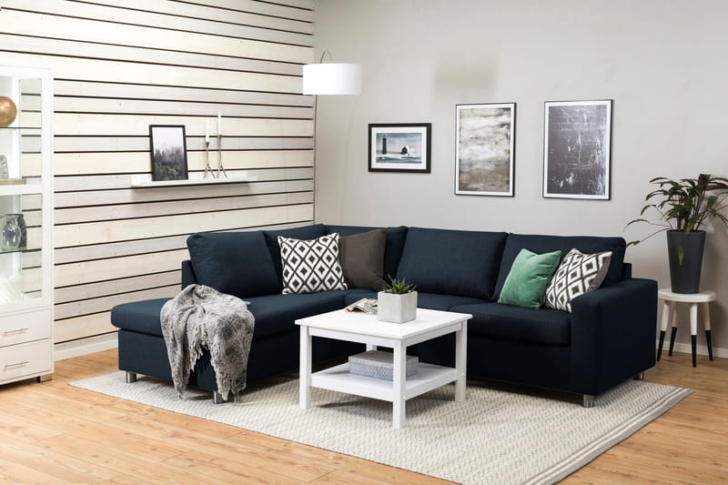 Crazy 3-sits Vänstervänd L-formad Schäslongsoffa i Tyg - Blå - Möbler - Soffa - Divansoffor & schäslongsoffa