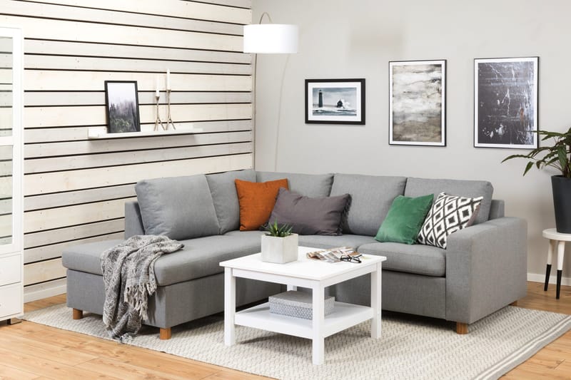 Crazy 3-sits Vänstervänd L-formad Schäslongsoffa i Tyg - Grå - Möbler - Soffa - Divansoffor & schäslongsoffa - 2 sits soffa med divan